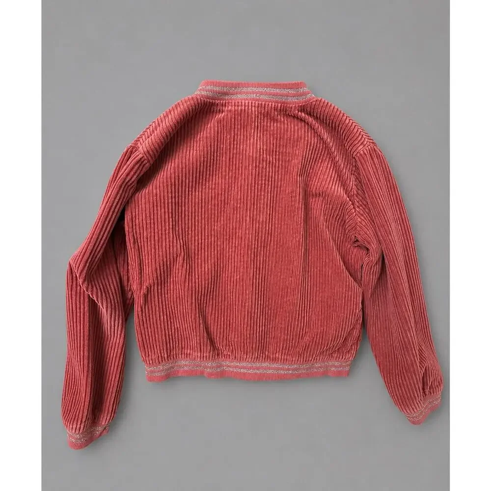 Gymboree Go Outside Girls Pink Corduroy Bomber Zip Jacket w/ Pockets M 7-8